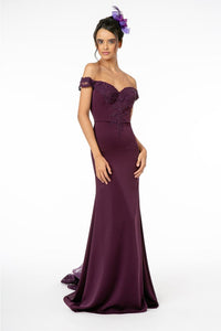 Off The Shoulder Formal Gown - LAS2958 - EGGPLANT / XS