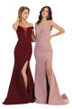 Off The Shoulder Formal Long Gown - BURGUNDY / 4