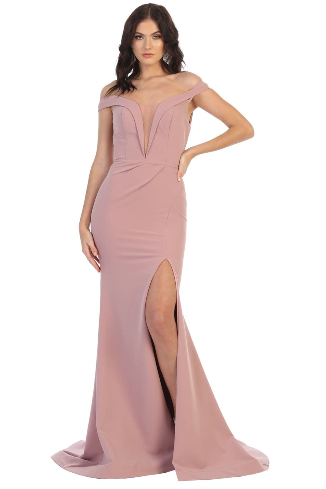 Off The Shoulder Formal Long Gown - MAUVE / 4