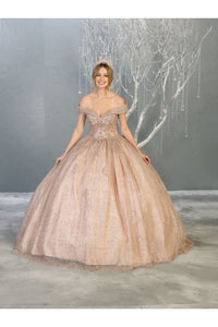 Off The Shoulder Quinceanera Dress And Plus Size - CHAMPAGNE / 4