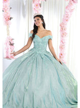 Quinceanera Dress Ball Gown Off The Shoulder Glitter & Plus Size LK178