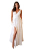 Off-White Satin Wedding Dress 2025 Elegant Long Gown with High Slit - OFF WHITE / 2 - Dress