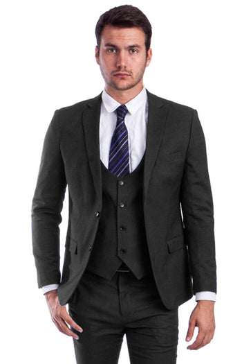 Traje ajustado de dos botones para hombre en color negro