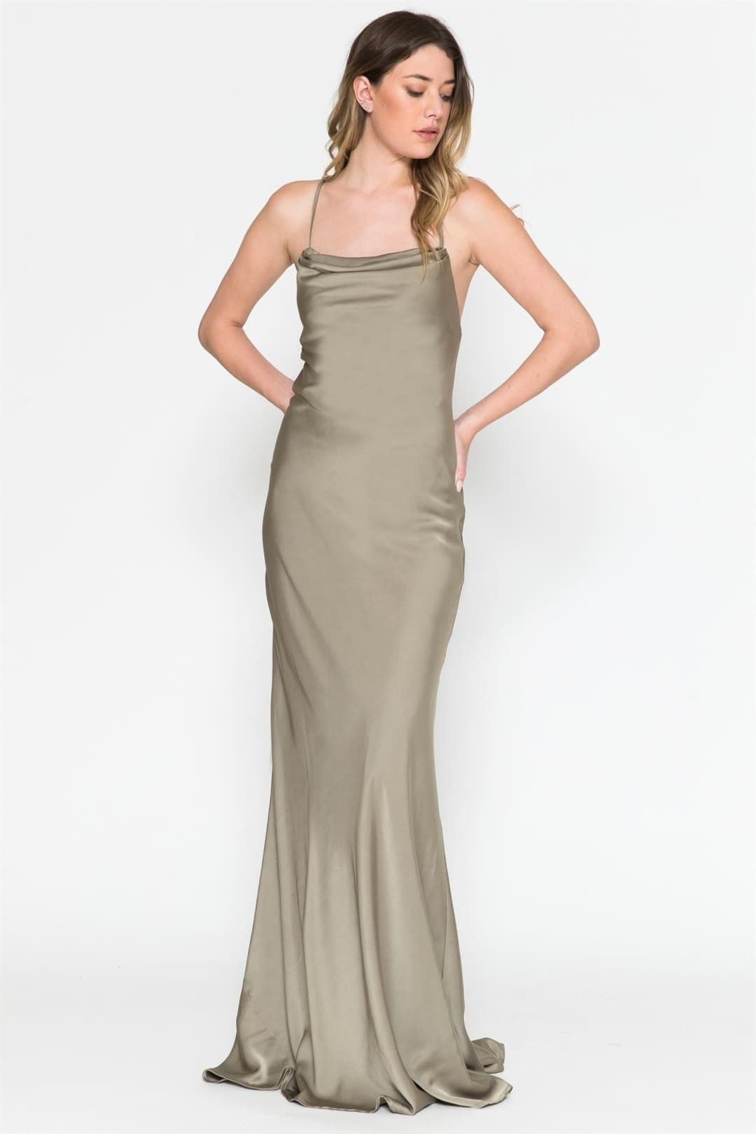 Olive Green Christmas & Holiday Dress in Satin By Amelia Couture AC611 Olive Green Christmas & Holiday Dress in Satin By Amelia Couture AC611