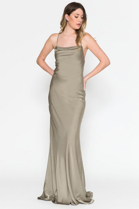 Olive Green Christmas & Holiday Dress in Satin By Amelia Couture AC6111