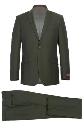 Olive Green Groomsmen Suit for Men & Boys - Perfect for Weddings + Free Tie - Suits