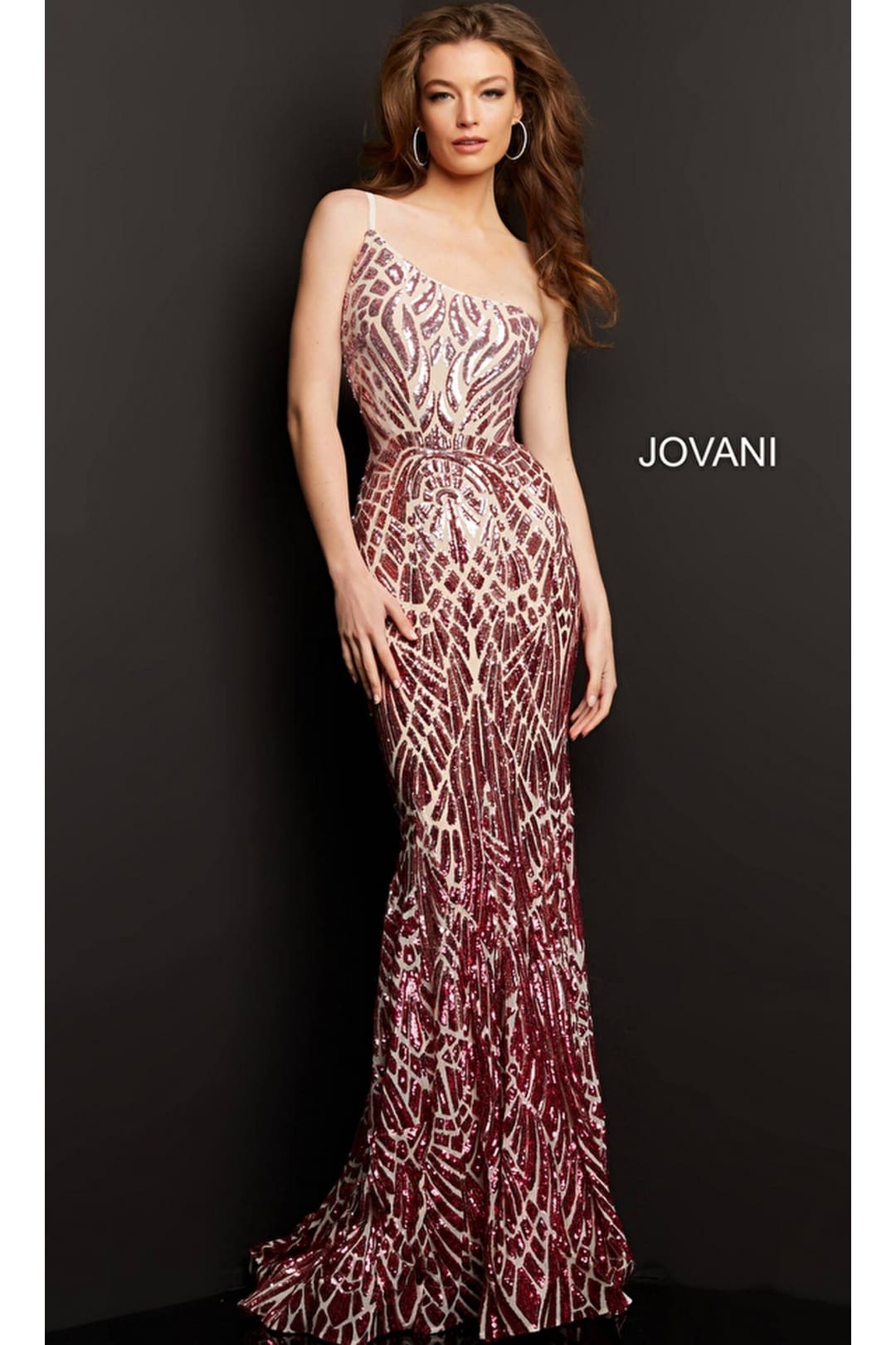 Ombre Sequin-Print Prom Gown: Jovani 06469 - Pink/Fuchsia / Apparel & Accessories > Clothing > Dresses