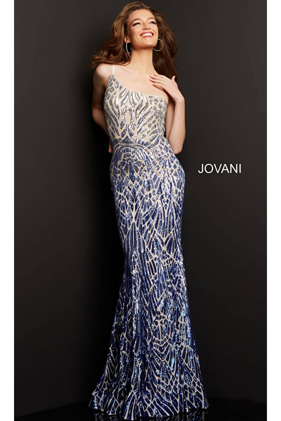 Ombre Sequin-Print Prom Gown: Jovani 06469 - Silver/Royal / Apparel & Accessories > Clothing > Dresses