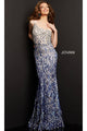 Ombre Sequin-Print Prom Gown: Jovani 06469 - Silver/Royal / Apparel & Accessories > Clothing > Dresses