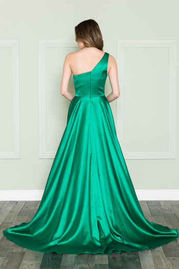 Vestido charmeuse de un solo hombro de Poly USA 8912