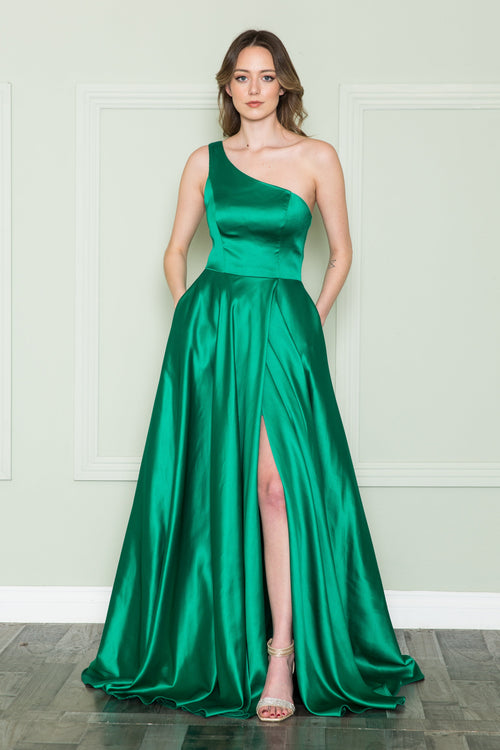 Poly USA 8912 One Shoulder Charmeuse Gown