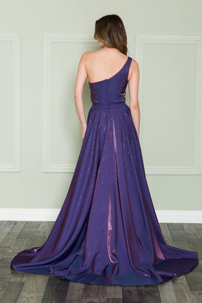 Poly USA 8920 One Shoulder Iridescent Gown