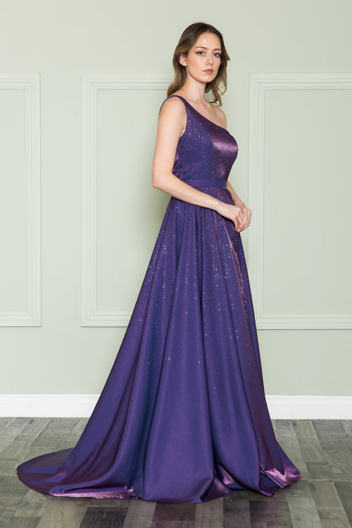 Poly USA 8920 One Shoulder Iridescent Gown