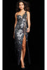 One-Shoulder Jovani Long Prom Dress 06561 - Black/Silver / Prom