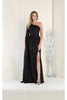 One Shoulder Sequined Dress - Black / 4