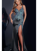 Open-Back Beaded Long Prom Dress: Jovani 43796