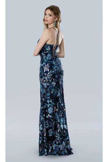 Orange Prom Dress Floral Print Evening Gown Stella Couture 25175 - Dresses