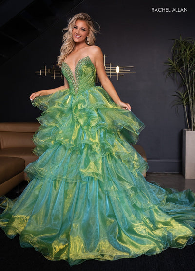 Rachel Allan 50312 Organza Strapless Ruffled A-line Gown