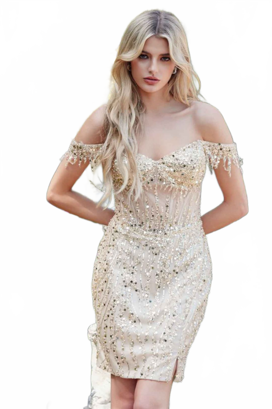 champagne color dama dresses for Quinceanera in Style JT919L Quince Outfit Champagne / 8 Black Long Prom Dresses lifestyle a stunning piece from Size:38DD