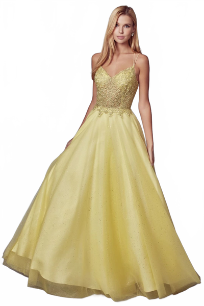 Yellow Bridesmaid Dresses-Inexpensive Embroidered Tulle Juliet 268 Yellow / XL