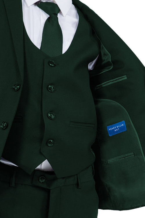 Boys Suit Perry Ellis Vested Boy's Wedding Suit in Hunter Green