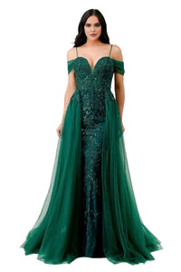 Pageant Dress 2025 Fitted Embellished Layered Tulle Gown - EMERALD / 6 - Dress