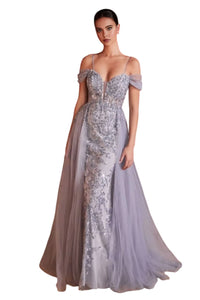 Pageant Dress 2025 Fitted Embellished Layered Tulle Gown - FOG GREY / 6 - Dress