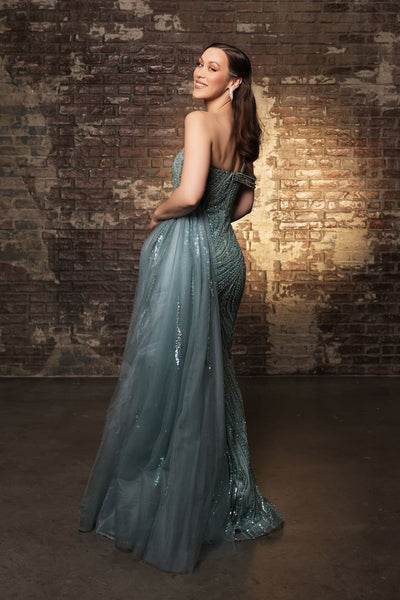 prom dress with sheer sides Velvet Sequin Long Prom Dress With Sheer Side Panels