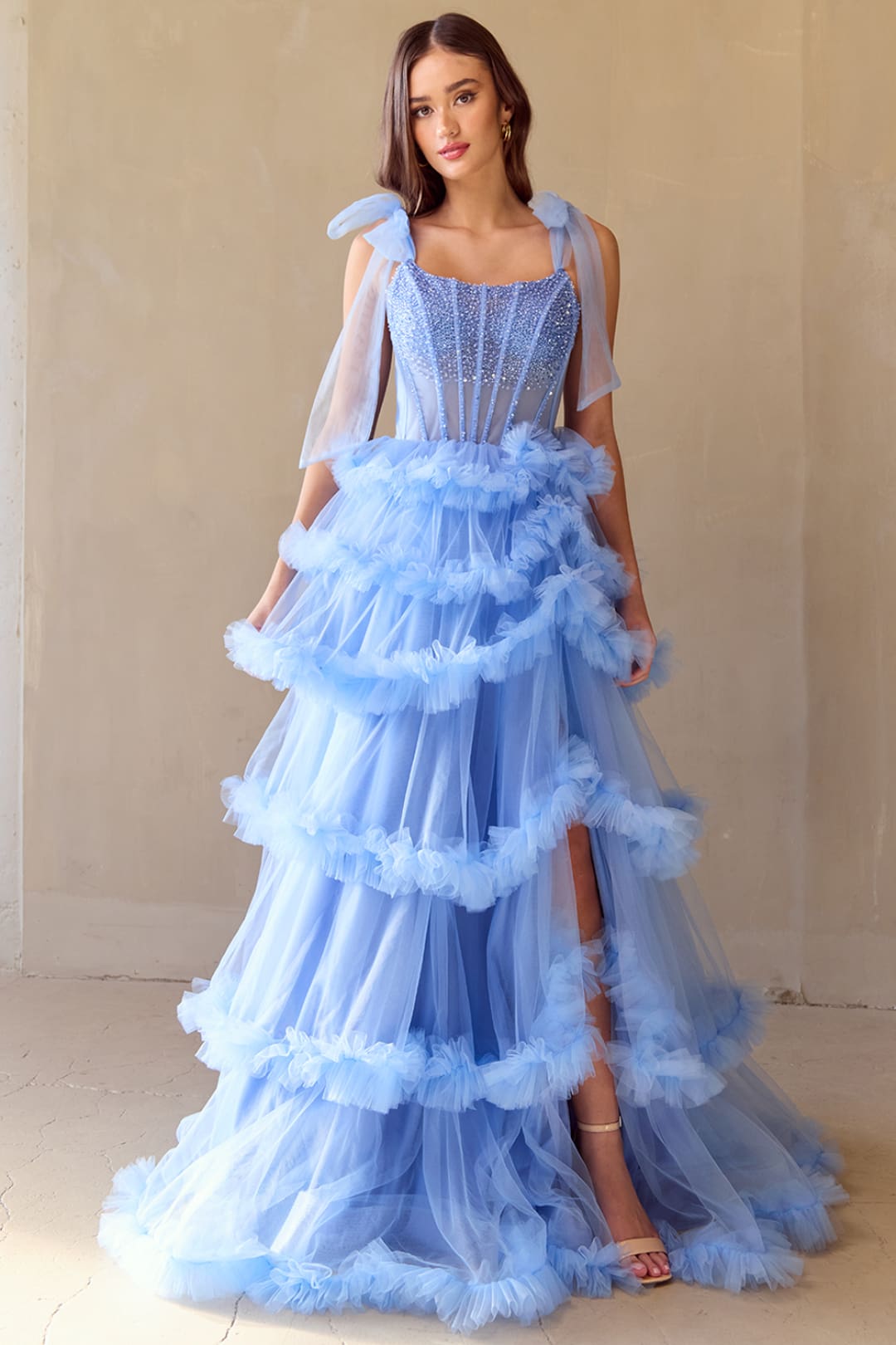 Pageant Dress Sleeveless Layered Ruffles Gown By Amelia Couture 8900 - Dress