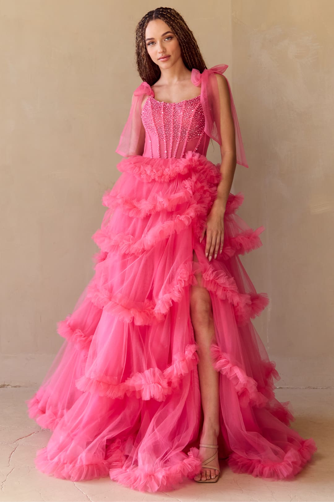 Pageant Dress Sleeveless Layered Ruffles Gown By Amelia Couture 8900 - Dress