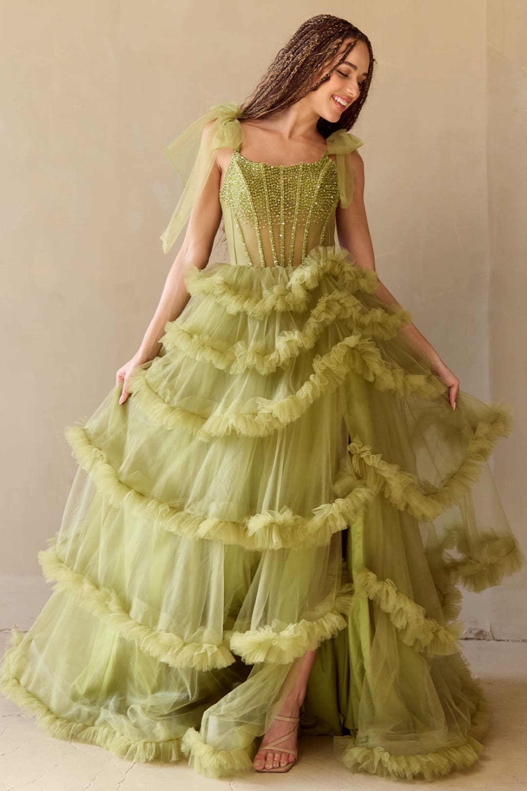 Pageant Dress Sleeveless Layered Ruffles Gown By Amelia Couture 8900 - Dress