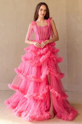 Pageant Dress Sleeveless Layered Ruffles Gown By Amelia Couture 8900