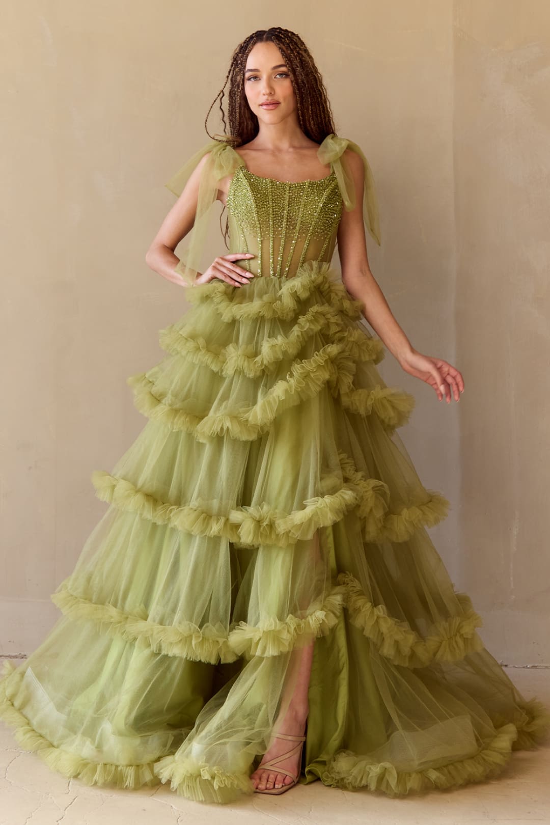 Pageant Dress Sleeveless Layered Ruffles Gown By Amelia Couture 8900 - Dress