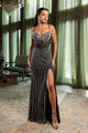 Pageant Dress V-Neck Sleeveless Sheath Gala Gown By Royal Queen RQ8151 - BLACK / 4 - Dress
