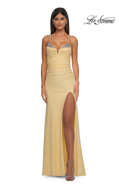 La Femme 32851 Sleeveless Rhinestone Accented Prom Gown