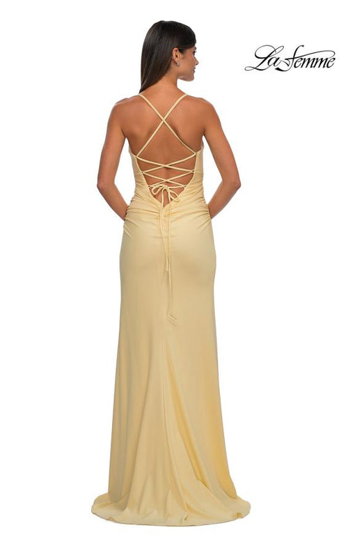 La Femme 32851 Sleeveless Rhinestone Accented Prom Gown