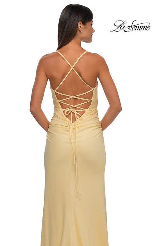 La Femme 32851 Sleeveless Rhinestone Accented Prom Gown