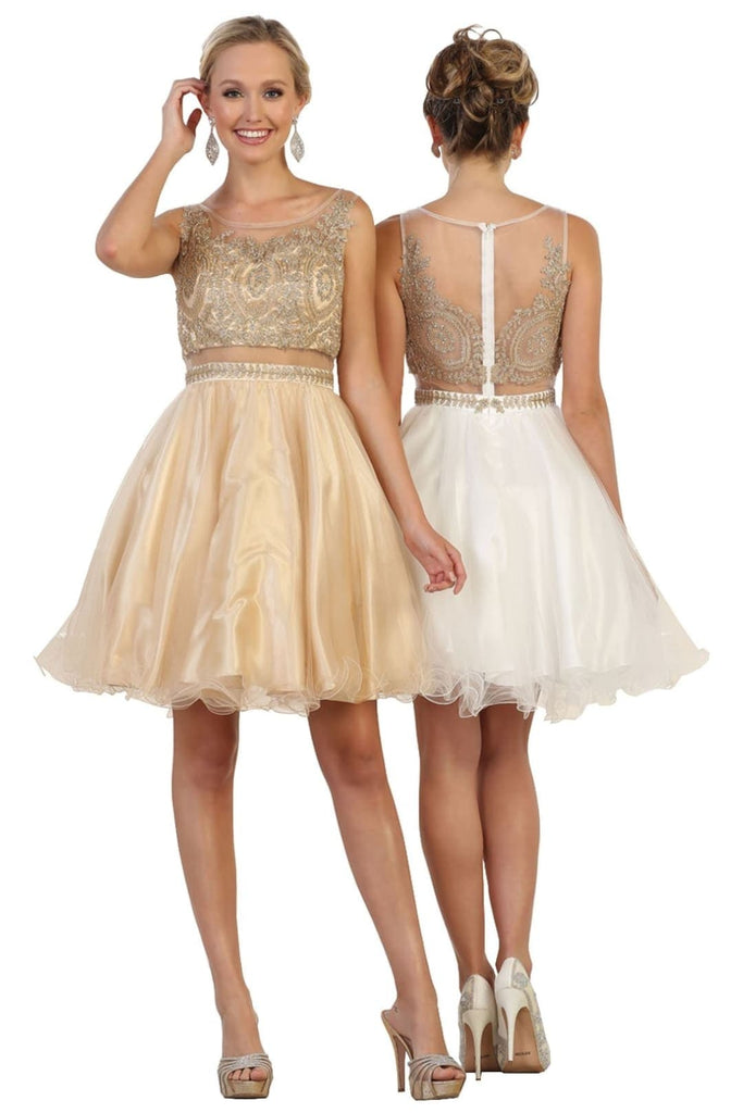 Party Cocktail Dress - Champagne / 2