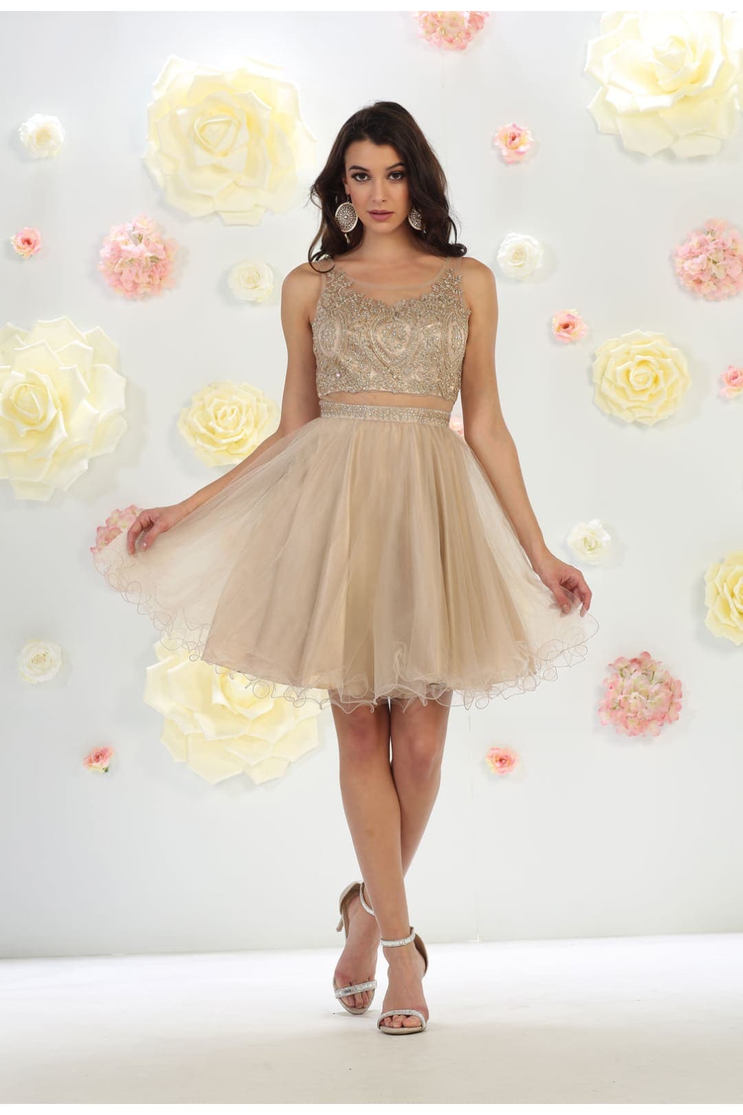 Mesh Embroidered Party Cocktail Dress A-line Hoco Graduation Outfit