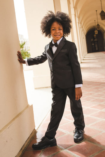 "007" Inspired Boys Black Tuxedo Set – 5 Pieces