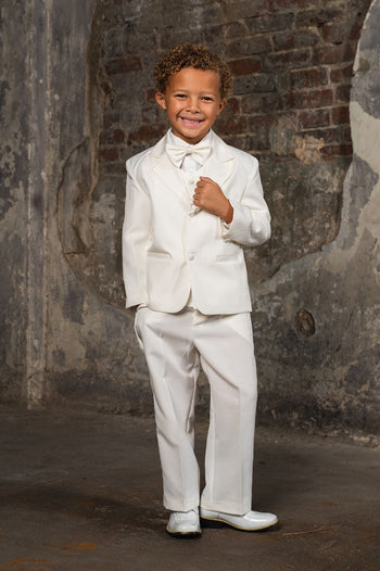 Conjunto de esmoquin infantil "Bond" color marfil de 5 piezas