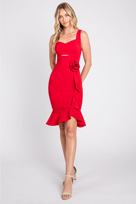 Red Bridesmaid Dresses-Inexpensive Lenovia 3043 Party Knee Length