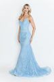 Perry Blue Wedding Guest Dress Black Tie Formal Gown Plus Size by 8338