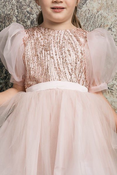 Tulle Dress with Sequins and Puff Sleeves Sweet Party Outfit by Bella Princess 316