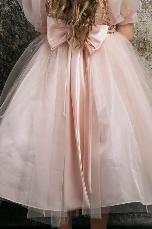 Tulle Dress with Sequins and Puff Sleeves Sweet Party Outfit by Bella Princess 316