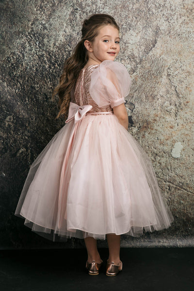 Tulle Dress with Sequins and Puff Sleeves Sweet Party Outfit by Bella Princess 316