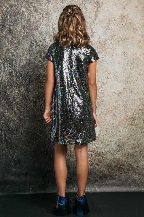 Short Sleeve Sparkle A-Line Dress for Holidays & birthday party by Bella Princess 288