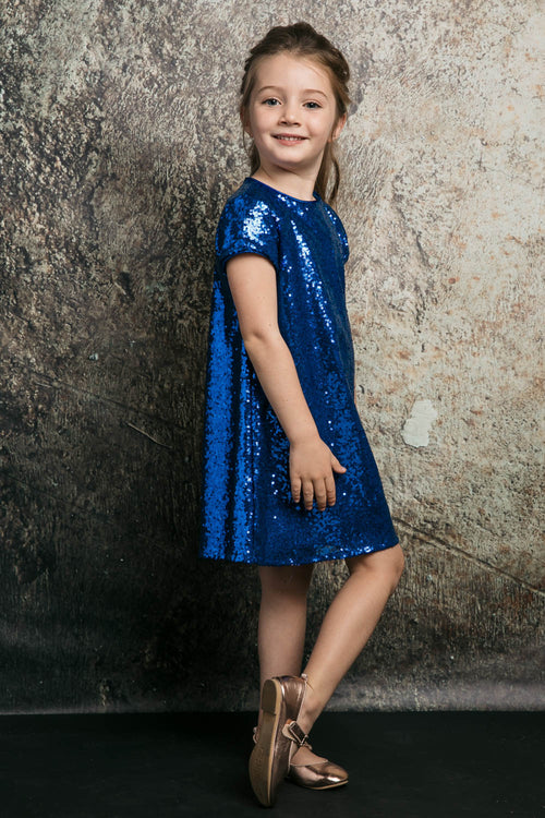 Short Sleeve Sparkle A-Line Dress for Holidays & birthday party by Bella Princess 288