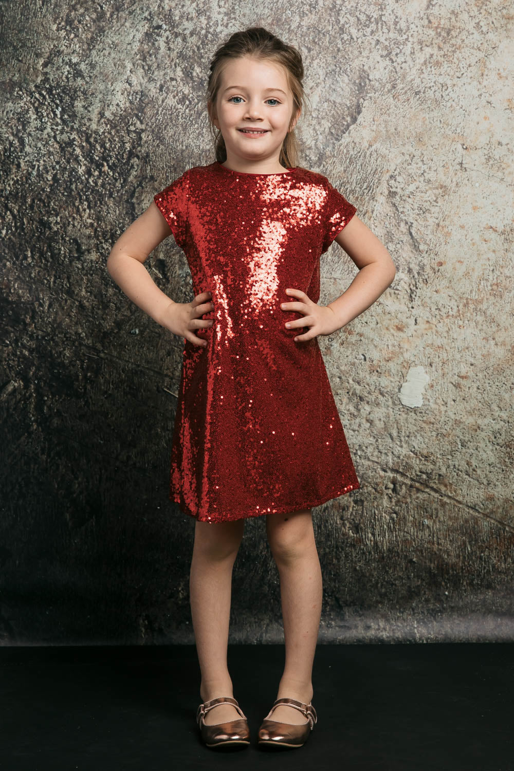 Short Sleeve Sparkle A-Line Dress for Holidays & birthday party by Bella Princess 288