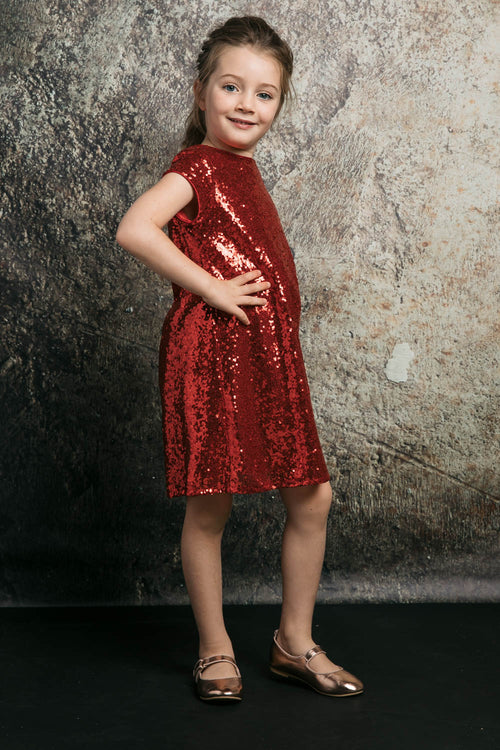 Short Sleeve Sparkle A-Line Dress for Holidays & birthday party by Bella Princess 288